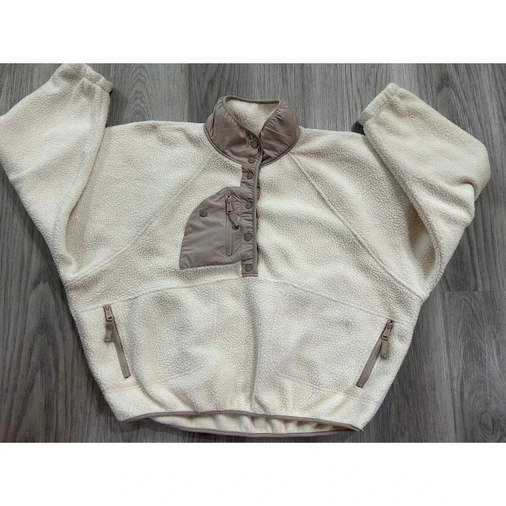 FP Movement Womens Hit The Slopes Fleece Pullover Polyester XL Cream Off White